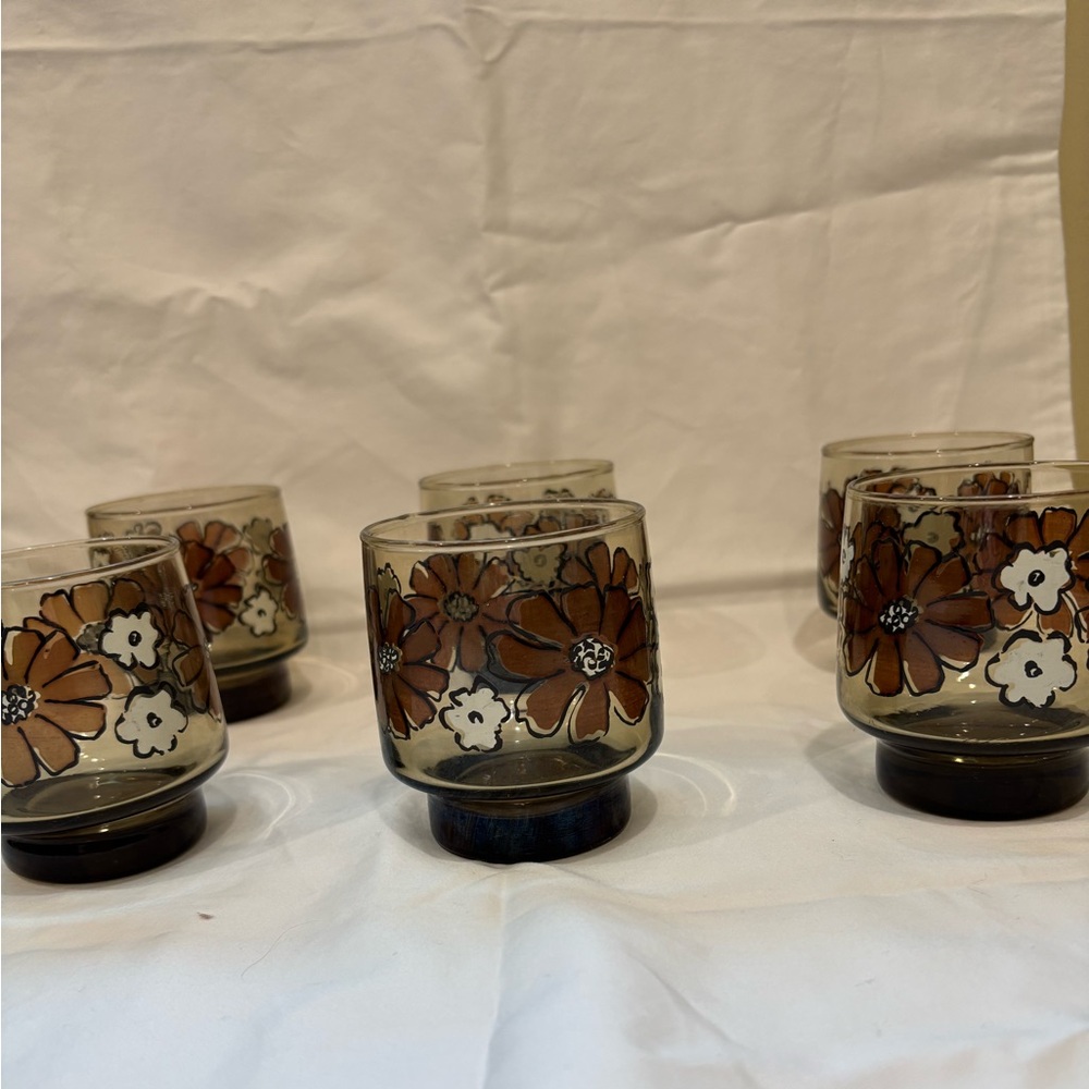 Vintage Libby Camellia Tawney Juice Glasses